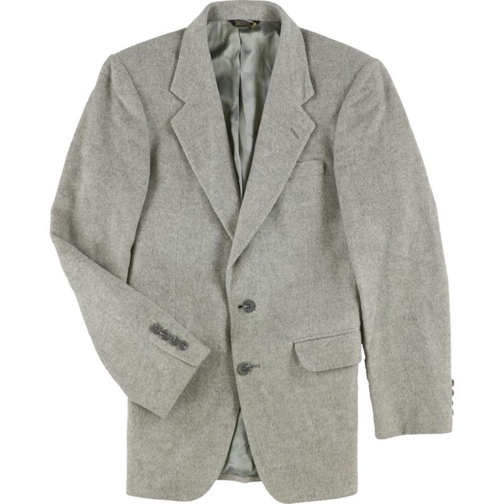 ADOLFO COUTURE Mens Heathered Two Button Blazer Jacket, Grey, 38, DM